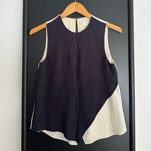A.L.C. Navy and White Layered Silk Sleeveless Top Size XS